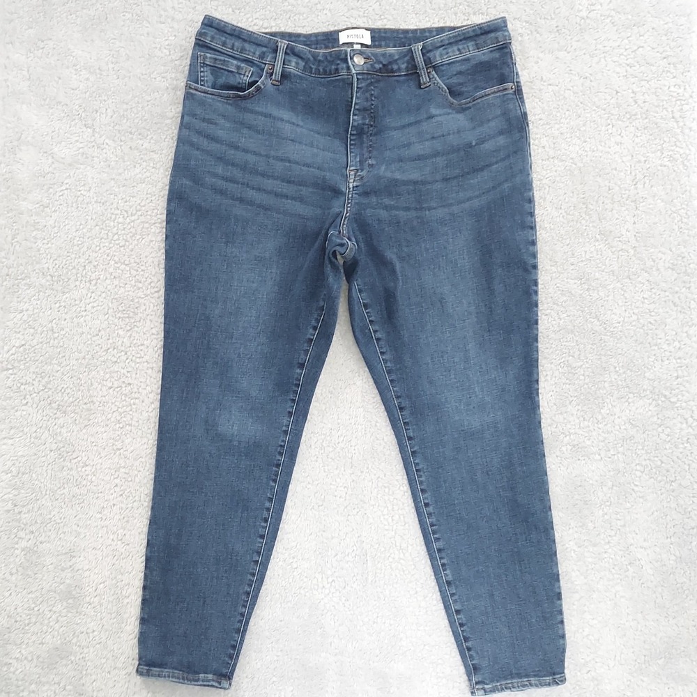 Pistola Skinny Ankle Jeans Women's 18W Blue High Rise Medium‎ Wash Stretch